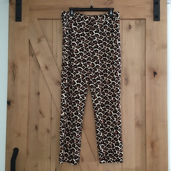 NEW Diane Von Furstenberg Soren Leopard Print Cropped Pants Size 10 - Picture 3 of 6
